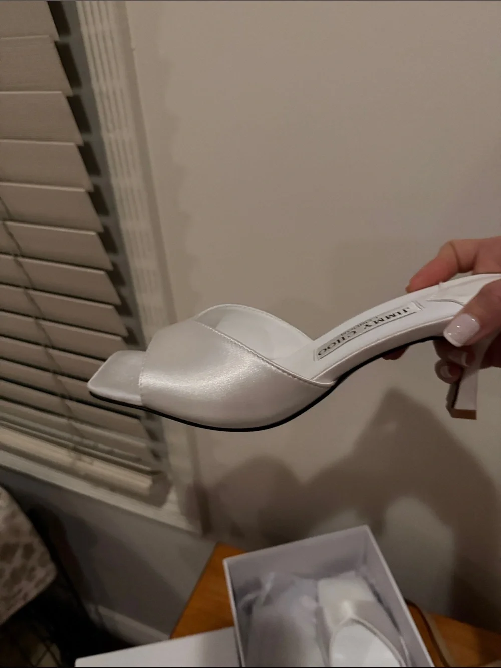 Jimmy Choo White Satin Slide Mules - Picture 2 of 5